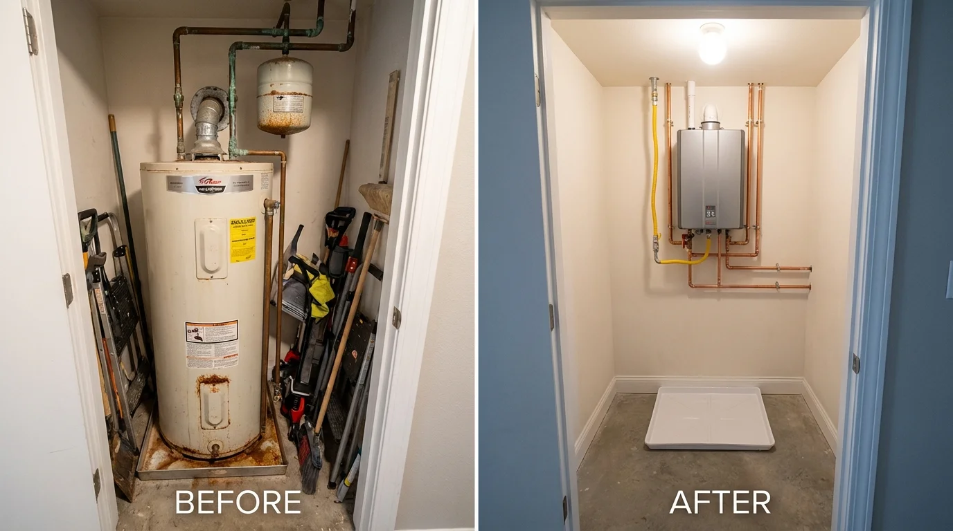 Tank water heater versus wall-mounted tankless unit comparison for Savage, MN homeowners