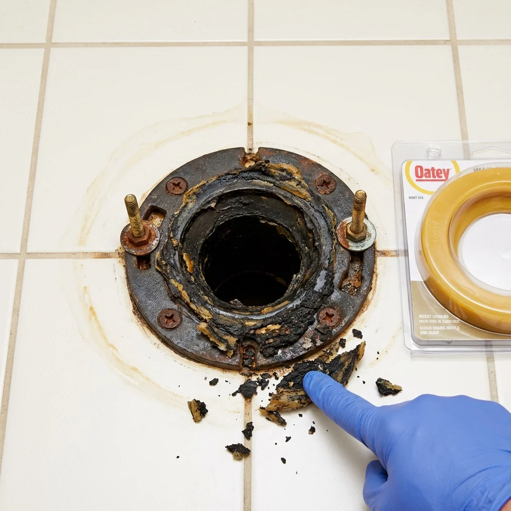 Failed wax ring showing water seepage at the base of a toilet in a Savage, MN home